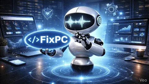 Robot con un ícono de código y un escudo de seguridad de fondo.